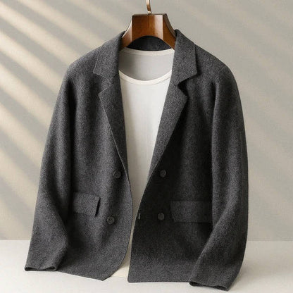 Cashmere cardigan for men with button front - dark grey