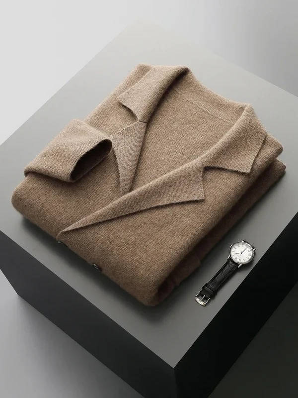 Cashmere cardigan for men with button front