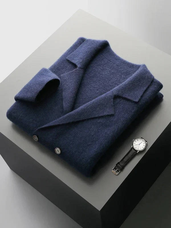 Cashmere cardigan for men with button front