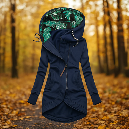 Women's hooded windbreaker coat with adjustable hood