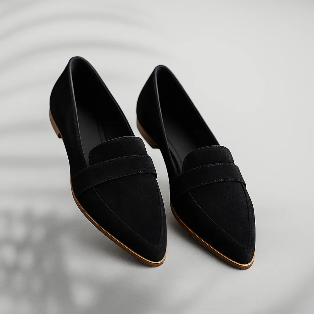 Women's pointed toe orthopedic loafers with penny strap