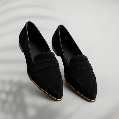 Women's pointed toe orthopedic loafers with penny strap
