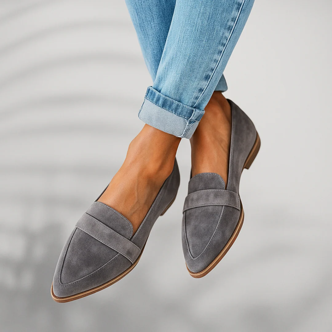 Women's pointed toe orthopedic loafers with penny strap