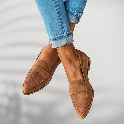 Women's pointed toe orthopedic loafers with penny strap
