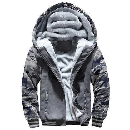 Men's sherpa lined zip hoodie with fleece - dark grey