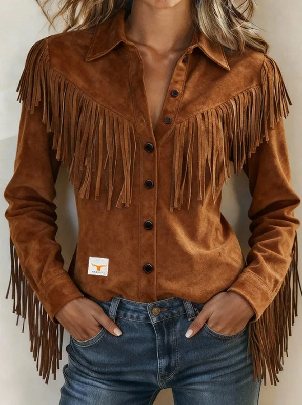 Marlowe - Fringed Western Shirt Jacket