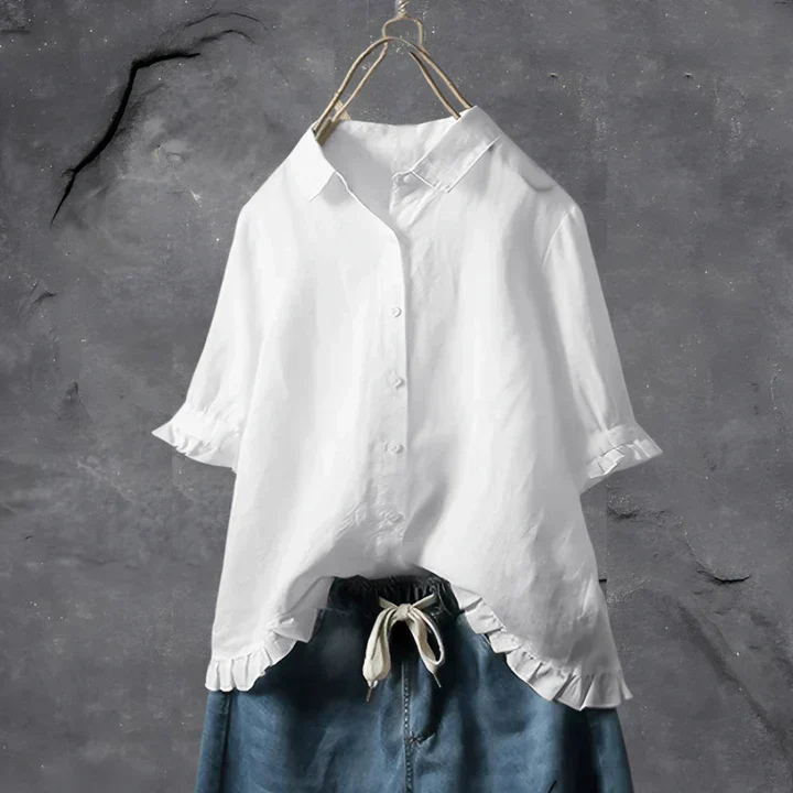 Jolene | Women's Ruffle-Trim Button-Down Shirt