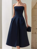 Jovienne | Pleated Strapless Midi Dress