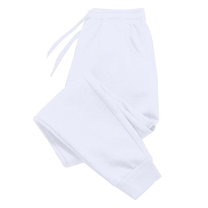 Men's tapered sports joggers with ribbed cuffs - white