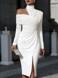 Kalinda | Collared One-Shoulder Midi Dress