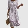 Lavender | Soft-Draped Floral Midi Dress