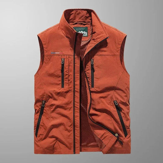 Lawrence - Gilet with Zip Pockets and Stand Collar