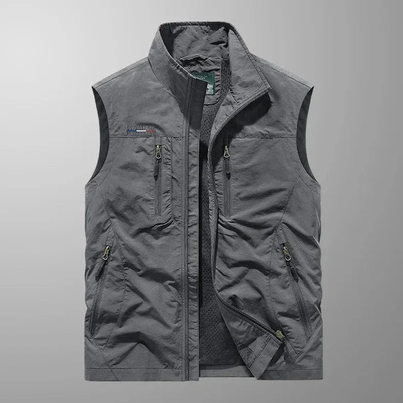 Lawrence - Gilet with Zip Pockets and Stand Collar