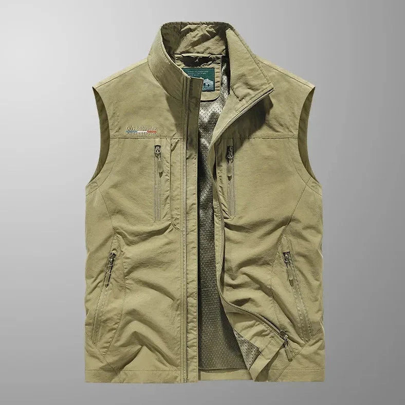 Lawrence - Gilet with Zip Pockets and Stand Collar