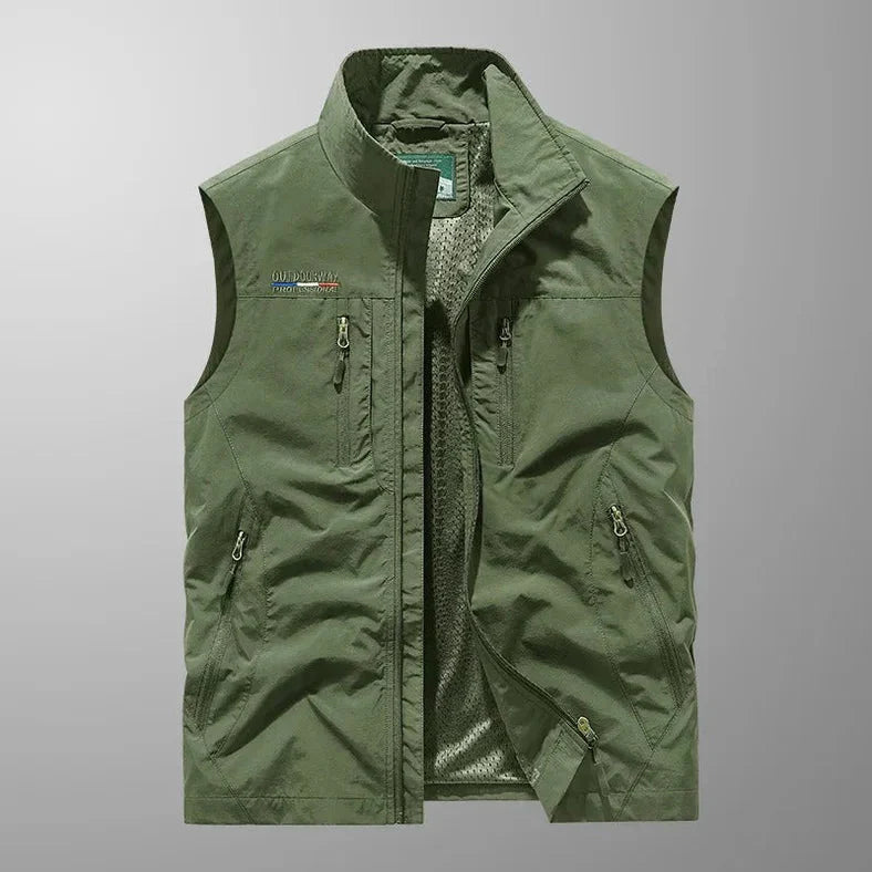 Lawrence - Gilet with Zip Pockets and Stand Collar