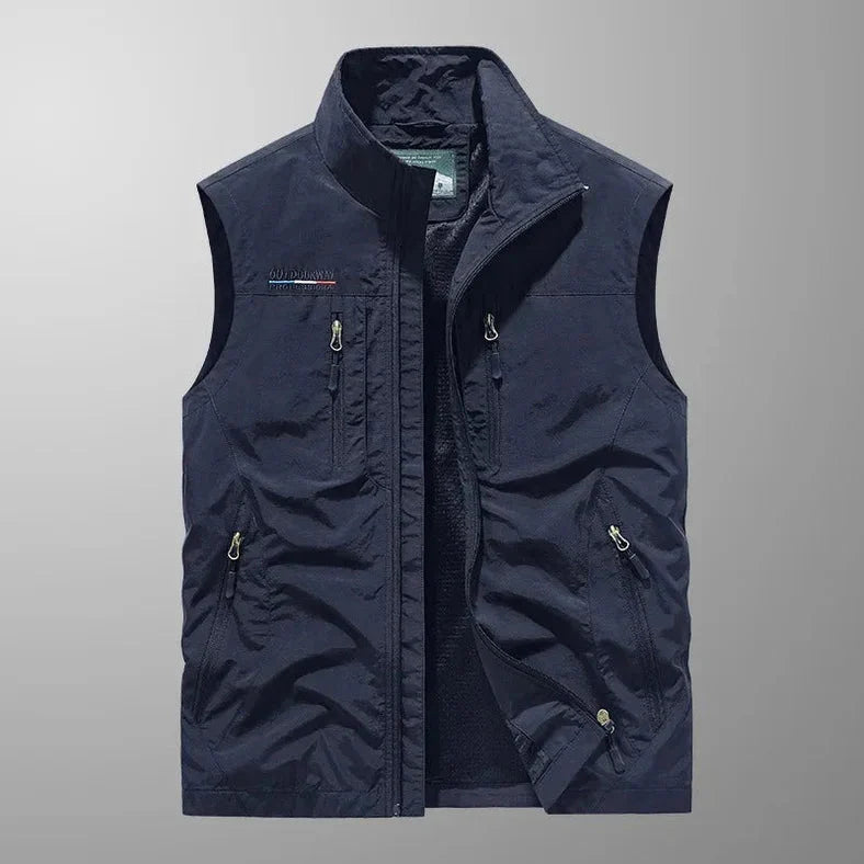 Lawrence - Gilet with Zip Pockets and Stand Collar