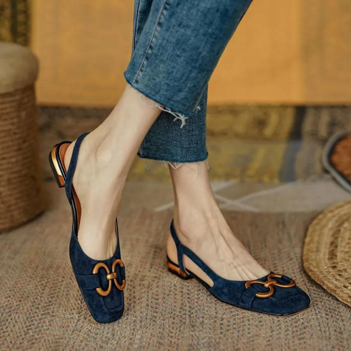 Leah | Women's Suede Horsebit Slingback Low Heels