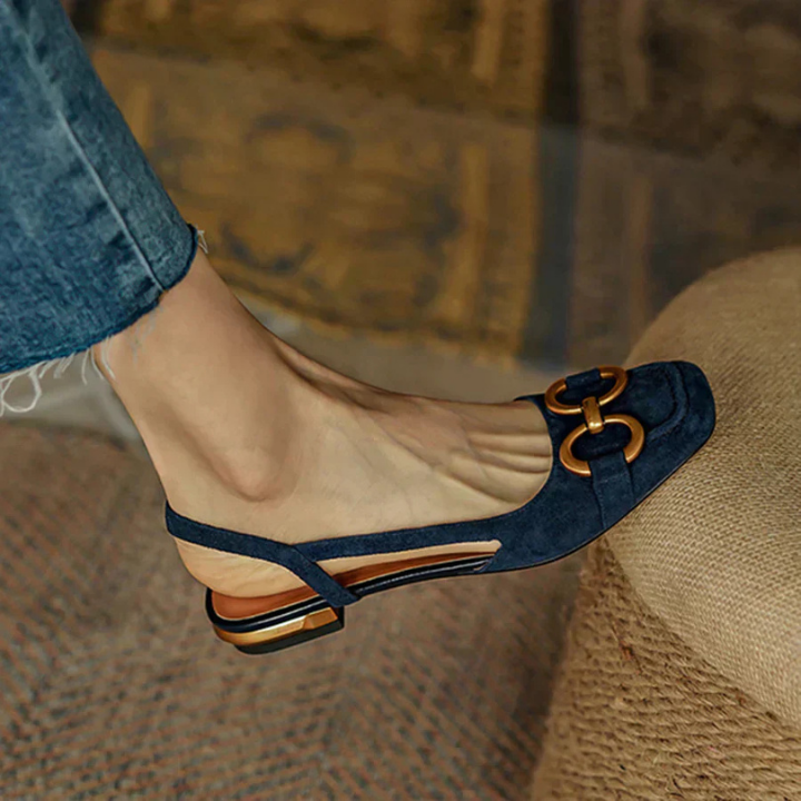 Leah | Women's Suede Horsebit Slingback Low Heels
