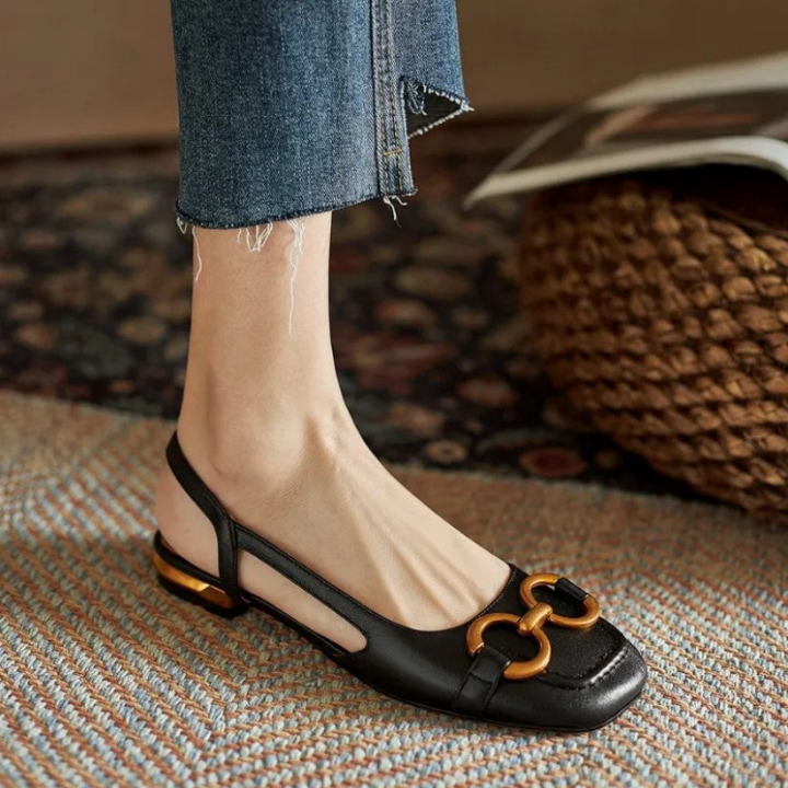 Leah | Women's Suede Horsebit Slingback Low Heels
