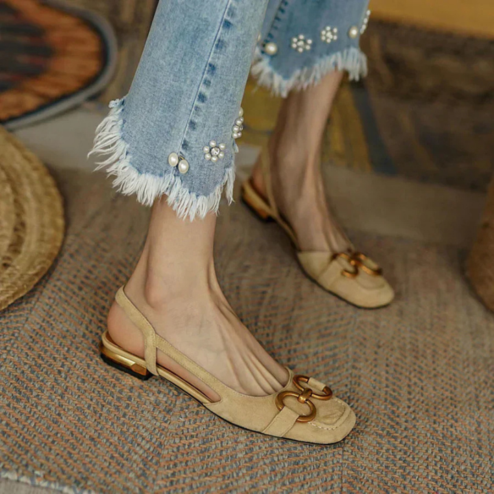 Leah | Women's Suede Horsebit Slingback Low Heels