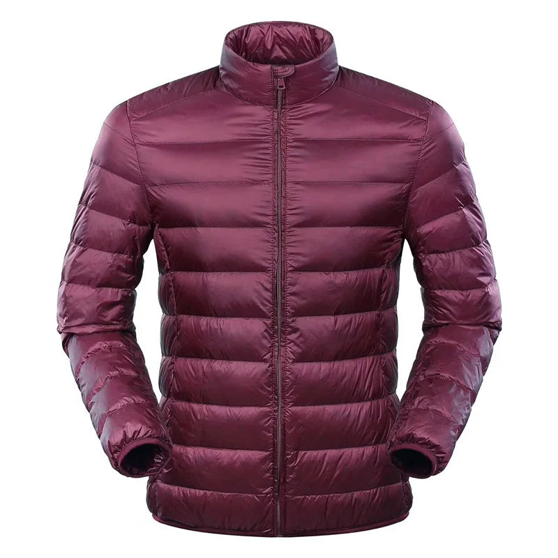 Men's down jacket with stand collar - wine