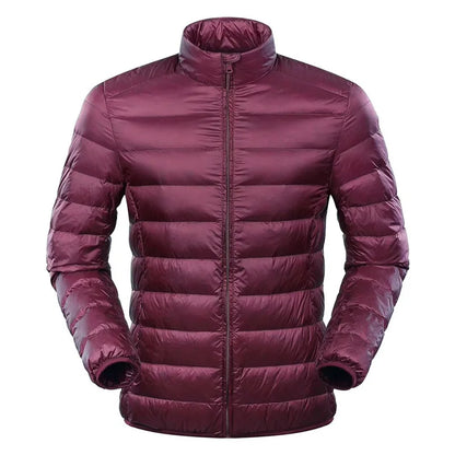 Men's down jacket with stand collar - wine