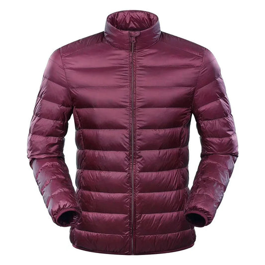 Men's down jacket with stand collar - wine