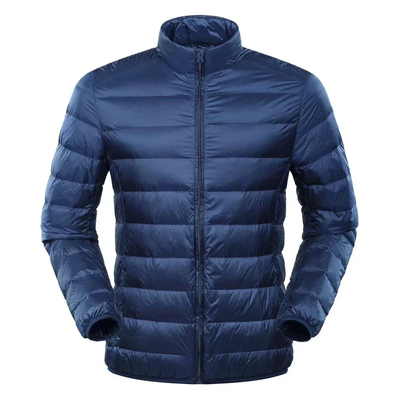 Men's down jacket with stand collar - navy