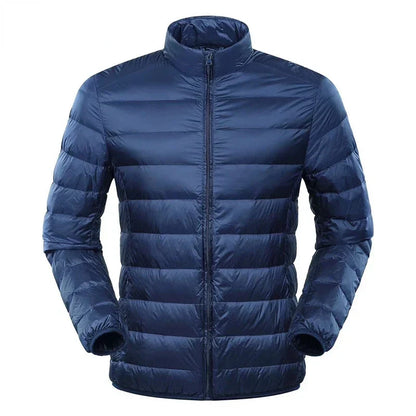 Men's down jacket with stand collar - navy