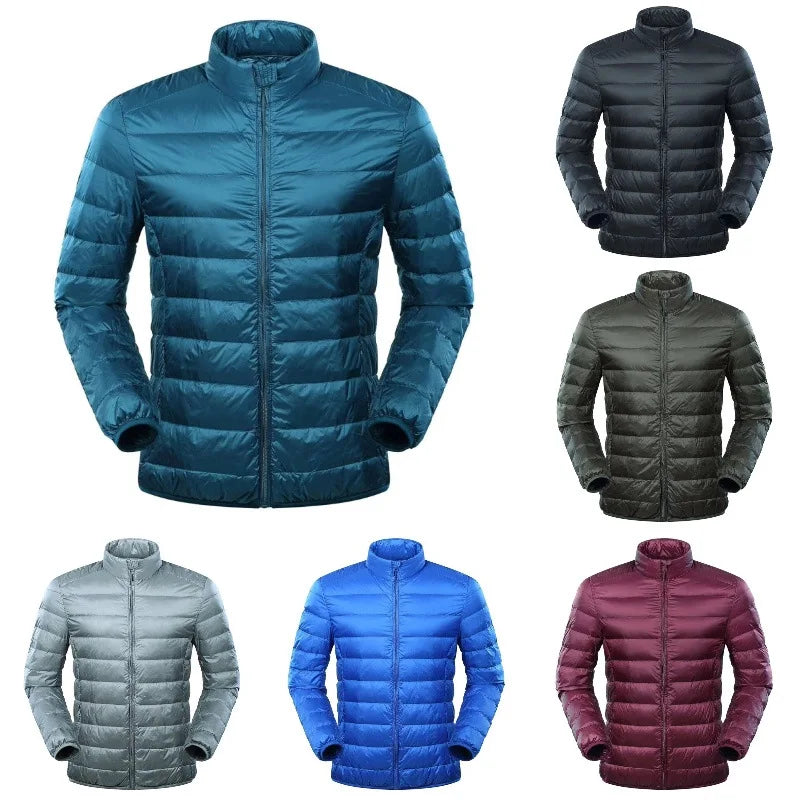 Men's down jacket with stand collar