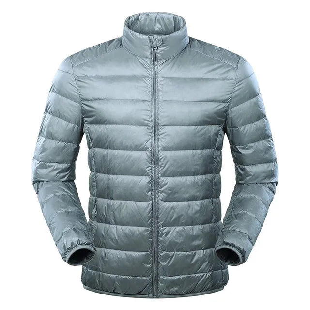 Men's down jacket with stand collar - gray