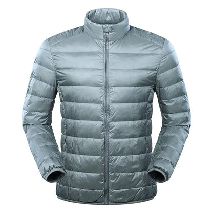 Men's down jacket with stand collar - gray