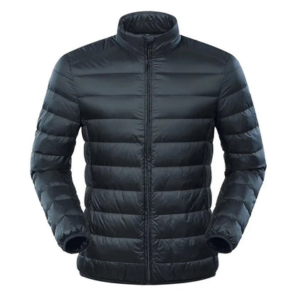 Men's down jacket with stand collar - black