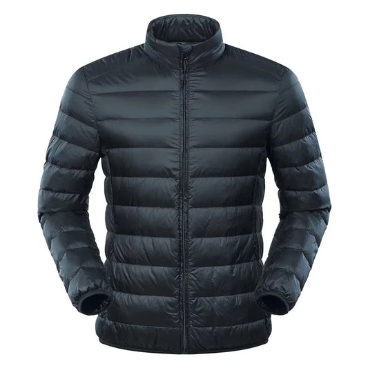 Men's down jacket with stand collar - black