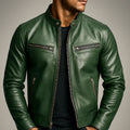 Lewis | Leather Biker Jacket with Zip Pockets