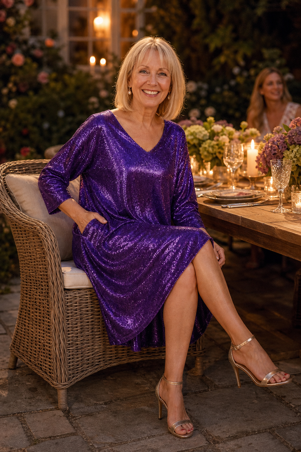 Danica - Sequin V-Neck Party Dress with Pockets