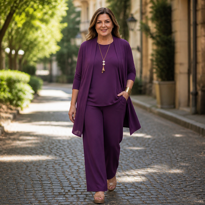 Ulrikke - Three-Piece Top, Trouser and Cardigan Set