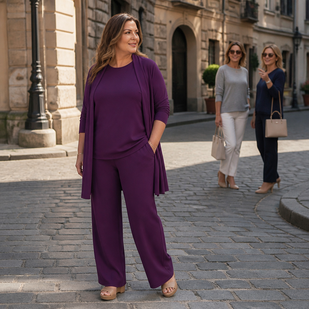Ulrikke - Three-Piece Top, Trouser and Cardigan Set