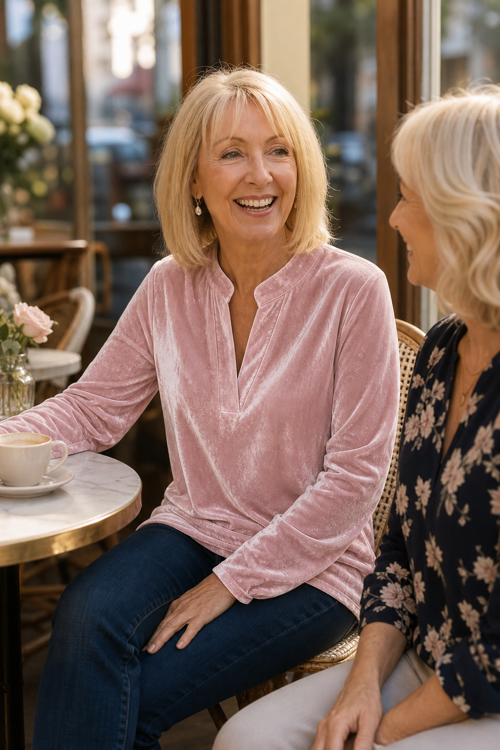 Blanche - Draped V-Neck Plush-Look Top