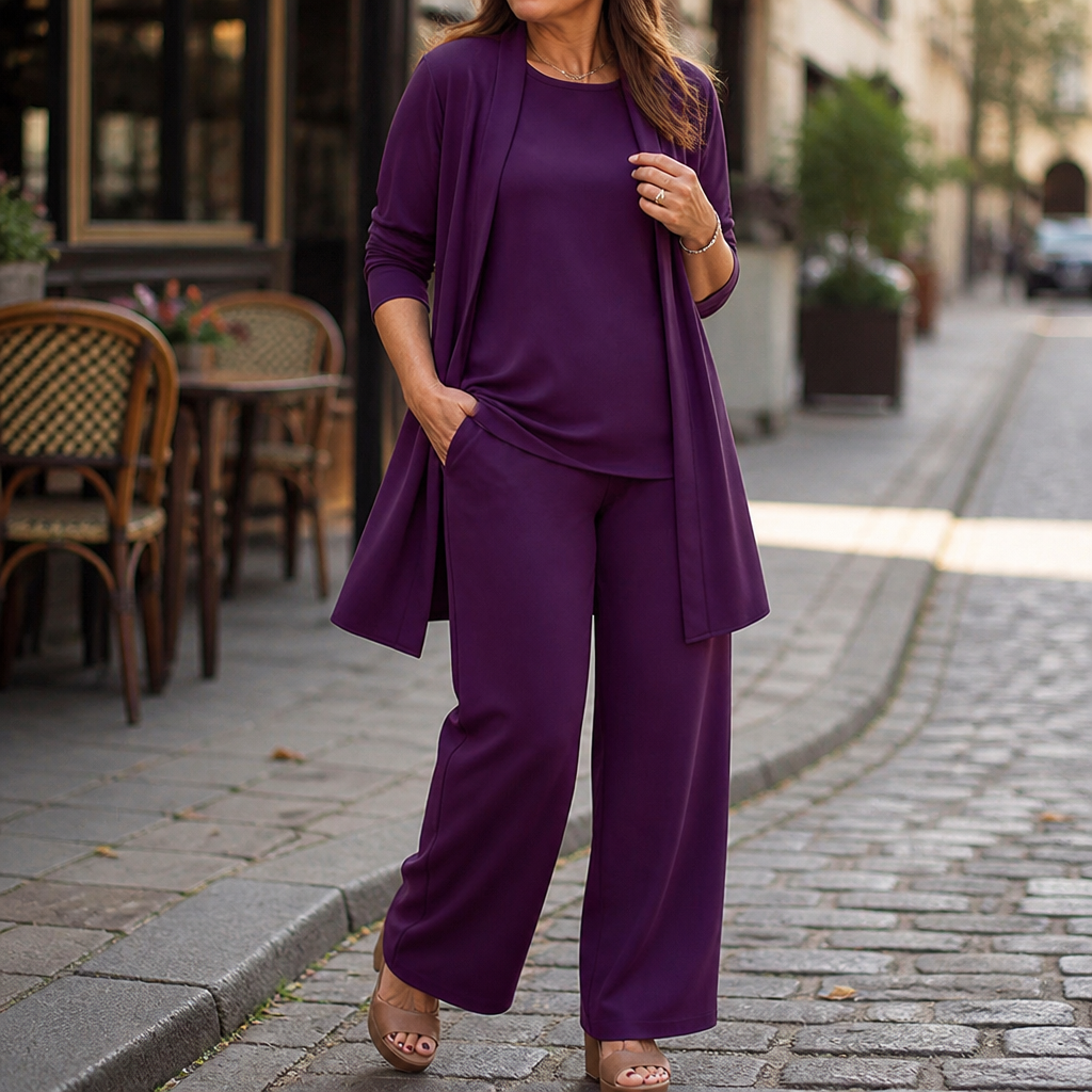Ulrikke - Three-Piece Top, Trouser and Cardigan Set