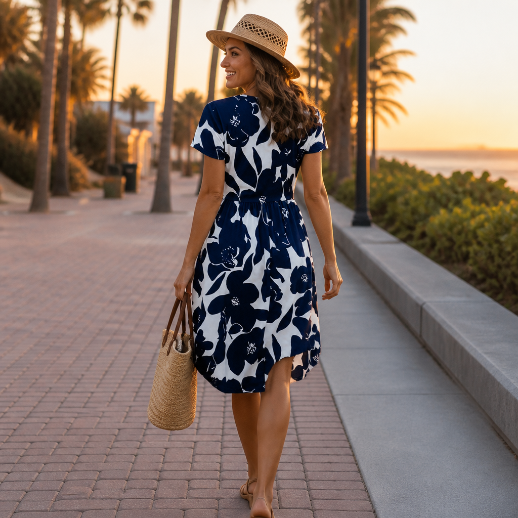 Rosalie - Classic Wrap Dress in Navy and Black