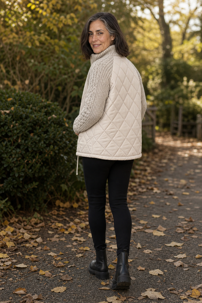 Domitille - Knit-Panel Quilted Patchwork Puffer