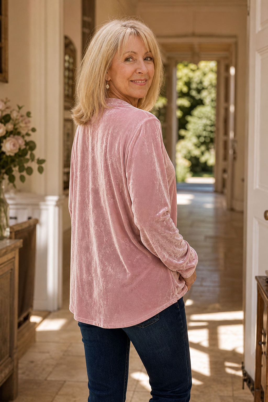 Blanche - Draped V-Neck Plush-Look Top