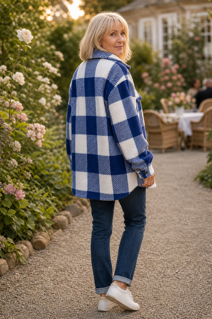 Lisette - Checked Button-Front Overshirt Jacket