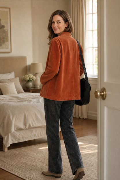 Clemency - Structured-Shoulder Corduroy-Look Jacket