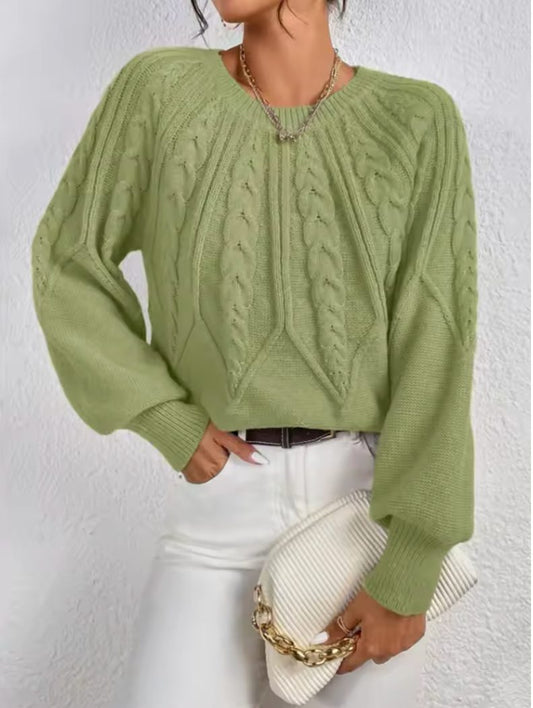 Elettra - Cropped Cable Knit Crew Neck Jumper