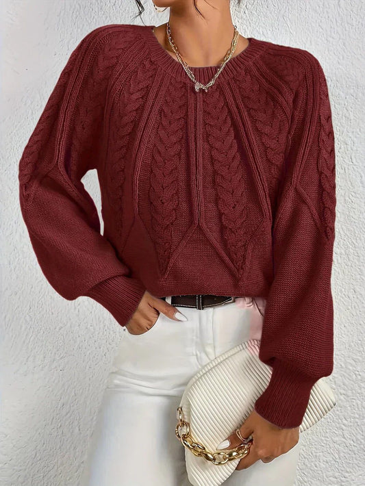 Elettra - Cropped Cable Knit Crew Neck Jumper