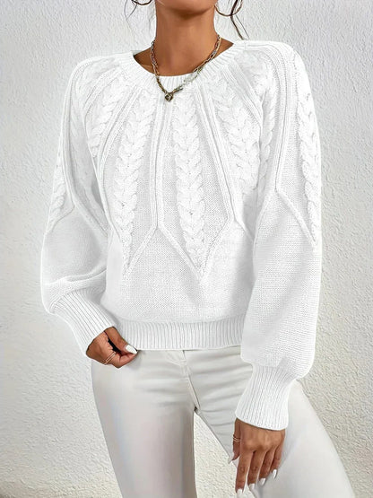 Elettra - Cropped Cable Knit Crew Neck Jumper