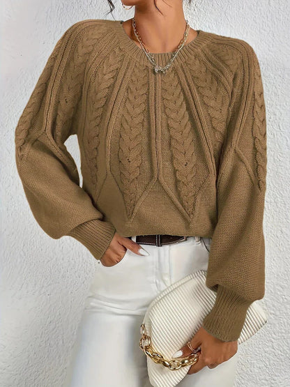 Elettra - Cropped Cable Knit Crew Neck Jumper