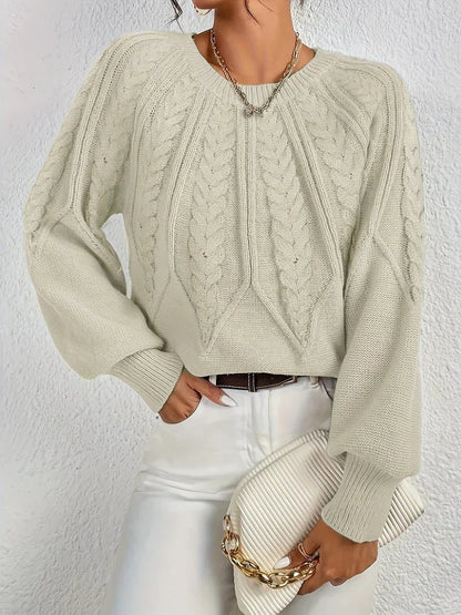 Elettra - Cropped Cable Knit Crew Neck Jumper